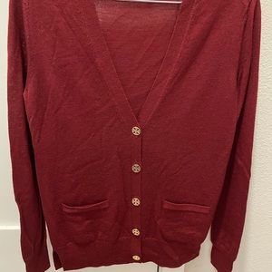 Tory Burch red cardigan